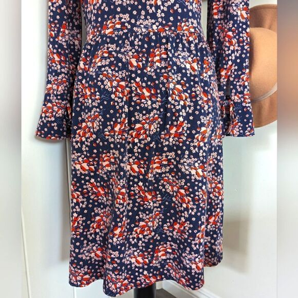 Boden Leaves Floral Preppy Academia Countryside Cottagecore Keyhole Dress 6 - Picture 11 of 14